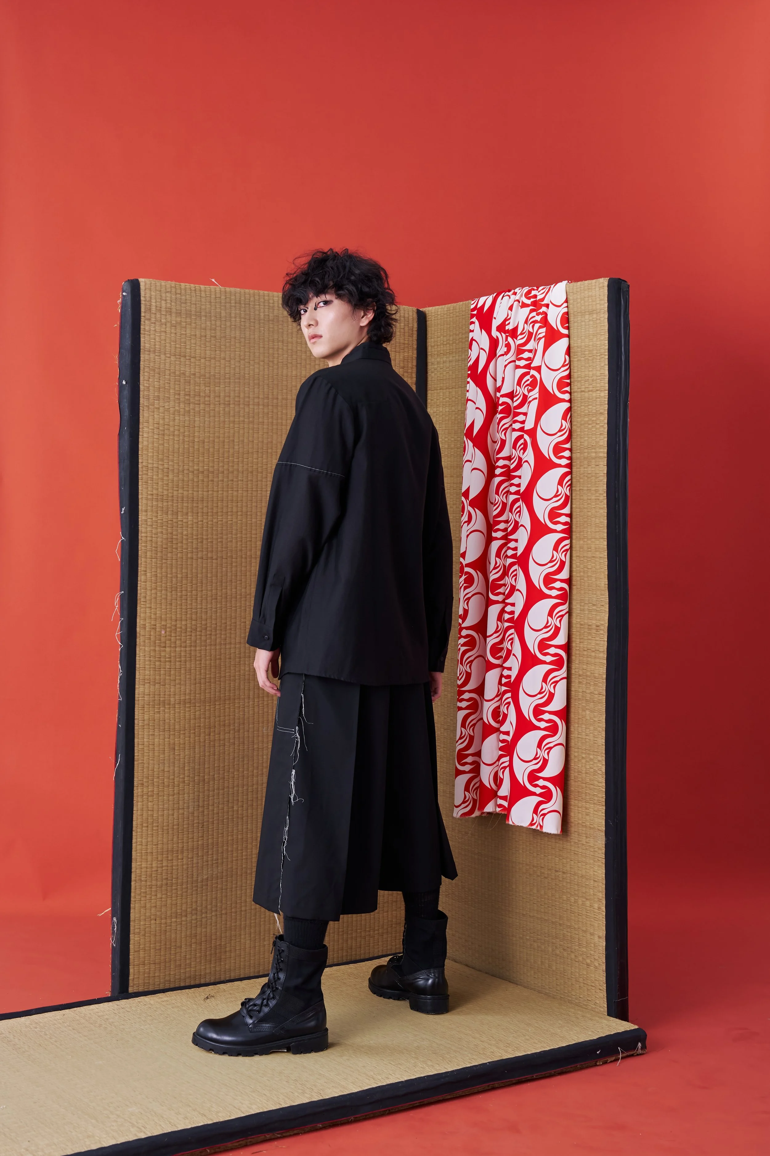 empathy ノワール Deconstructed Collar Tie Shirt (Black) — INF - Garment for the